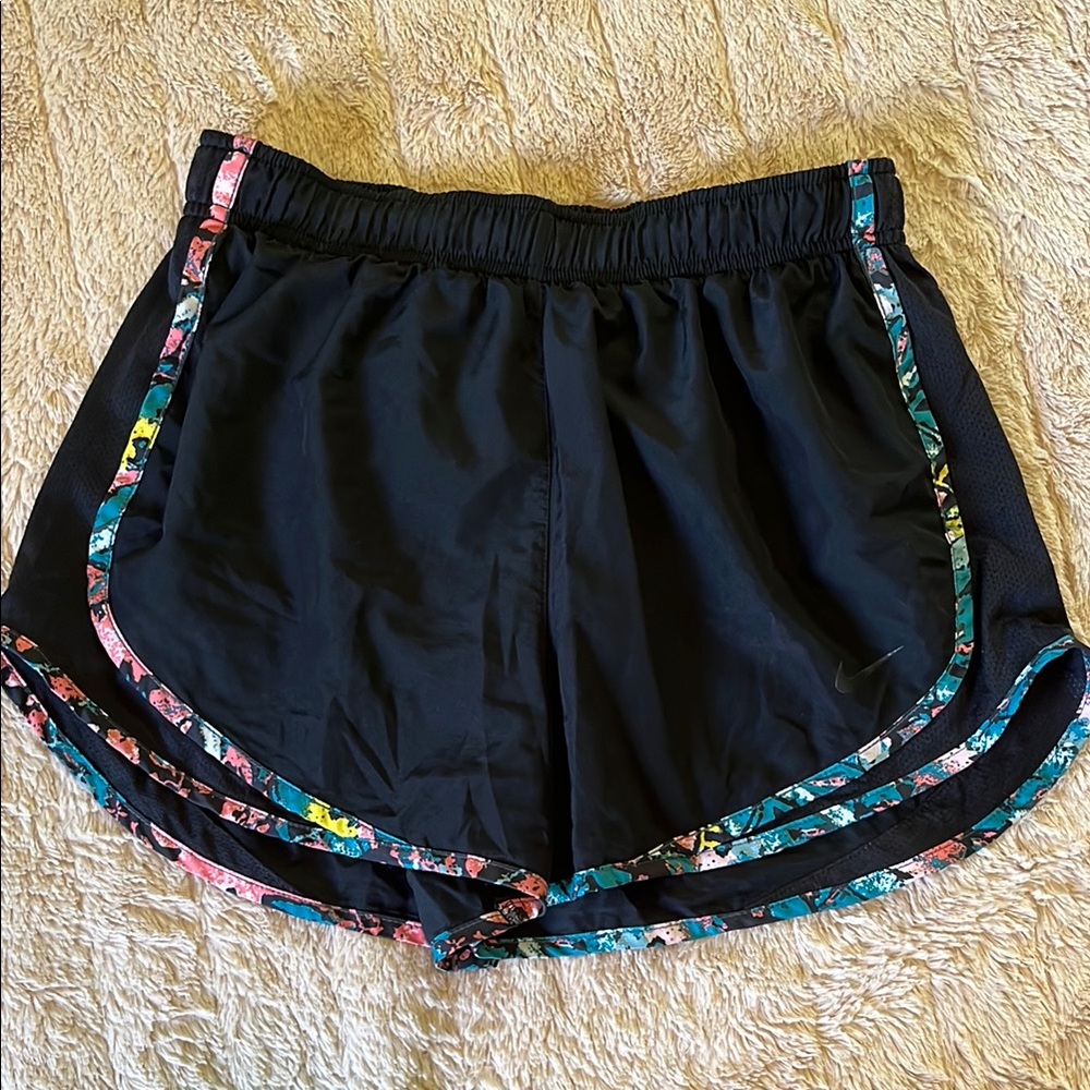 Women’s Size Small NIKE DRI-FIT Athletic Shorts Black w/multicolor trim S